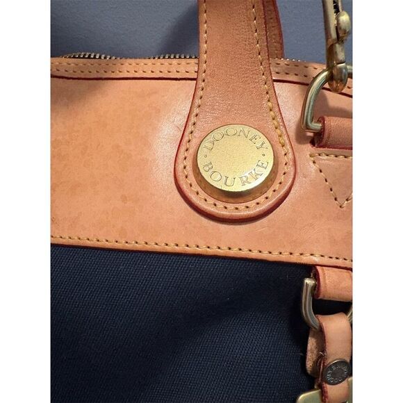 Dooney & Bourke Navy Canvas Leather Satchel Bag Medium OS - Picture 3 of 11